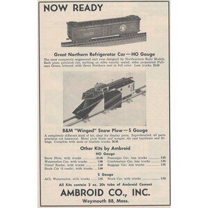 Ambroid Co HO u Vintage Print Ad Original 1954 Weymouth Mass Model Railroad Supp